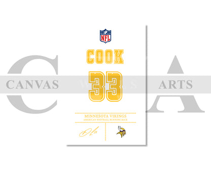 Dalvin Cook Canvas Wall Art - NFL Jersey Poster |  Sports Canvas Print Canvas Frame Ready to Hang