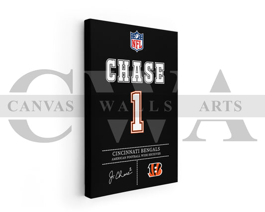 Ja'Marr Chase Canvas Wall Art NFL Jersey Poster American Football Sports Canvas Print