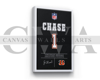 Ja'Marr Chase Canvas Wall Art NFL Jersey Poster American Football Sports Canvas Print
