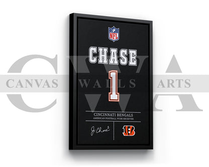 Ja'Marr Chase Canvas Wall Art NFL Jersey Poster American Football Sports Canvas Print
