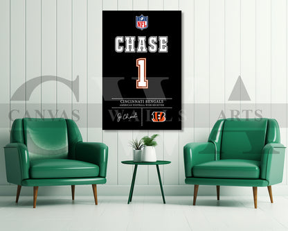 Ja'Marr Chase Canvas Wall Art NFL Jersey Poster American Football Sports Canvas Print