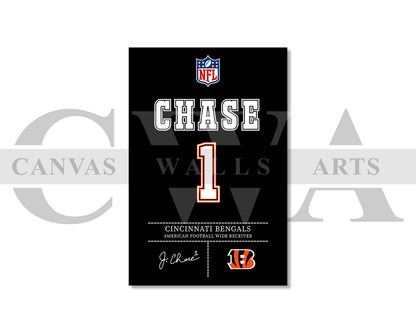 Ja'Marr Chase Canvas Wall Art NFL Jersey Poster American Football Sports Canvas Print