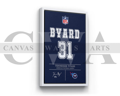Kevin Byard III Jersey Canvas Wall Art NFL Jersey Poster Print Sports Canvas Print