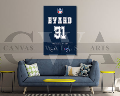 Kevin Byard III Jersey Canvas Wall Art NFL Jersey Poster Print Sports Canvas Print