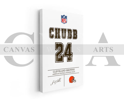 Nick Chubb Jersey Canvas Wall Art NFL Jersey Poster Print Sports Canvas Frame Ready To Hang