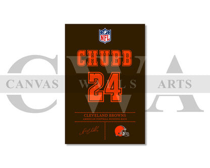 Nick Chubb Jersey Canvas Wall Art NFL Jersey Poster Print Sports Canvas Print
