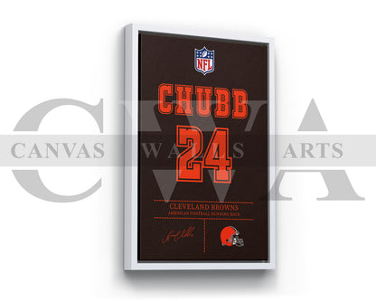 Nick Chubb Jersey Canvas Wall Art NFL Jersey Poster Print Sports Canvas Print