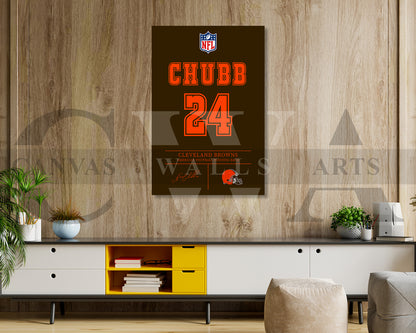 Nick Chubb Jersey Canvas Wall Art NFL Jersey Poster Print Sports Canvas Print