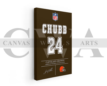 Nick Chubb Jersey Canvas Wall Art NFL Jersey Poster Print American Football Canvas Print
