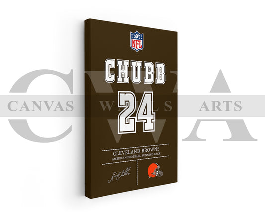 Nick Chubb Jersey Canvas Wall Art NFL Jersey Poster Print American Football Canvas Print