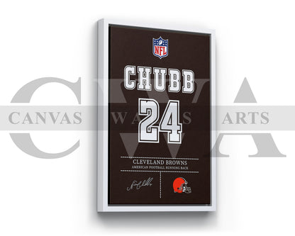 Nick Chubb Jersey Canvas Wall Art NFL Jersey Poster Print American Football Canvas Print