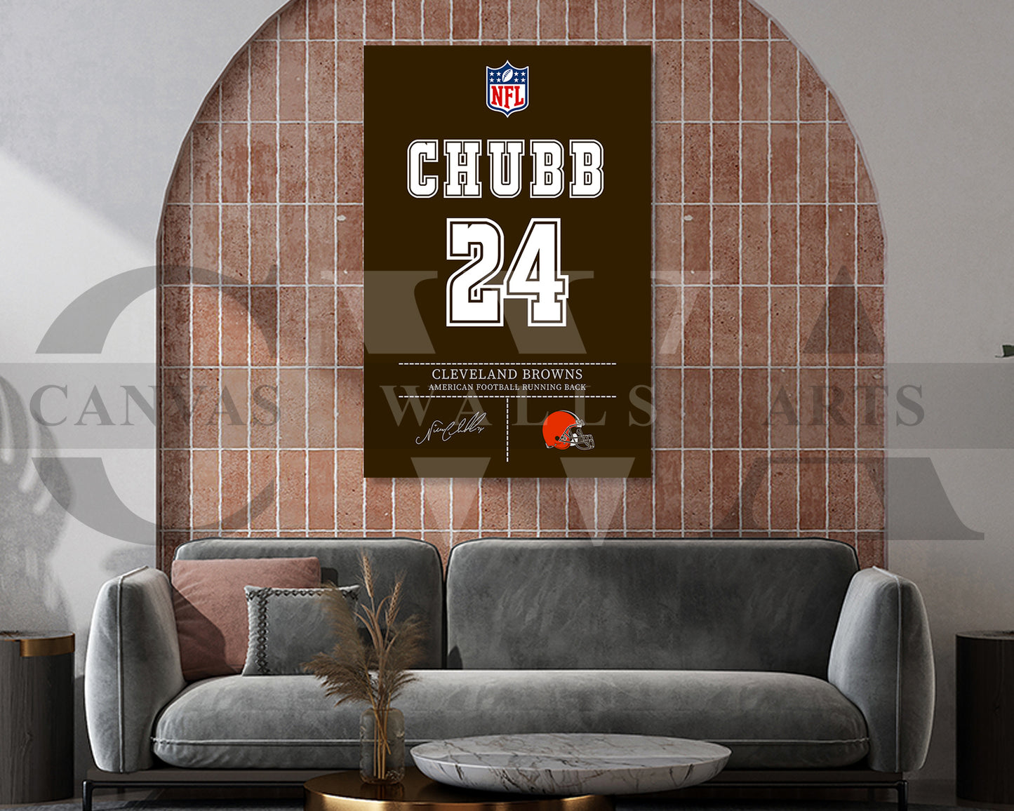 Nick Chubb Jersey Canvas Wall Art NFL Jersey Poster Print American Football Canvas Print
