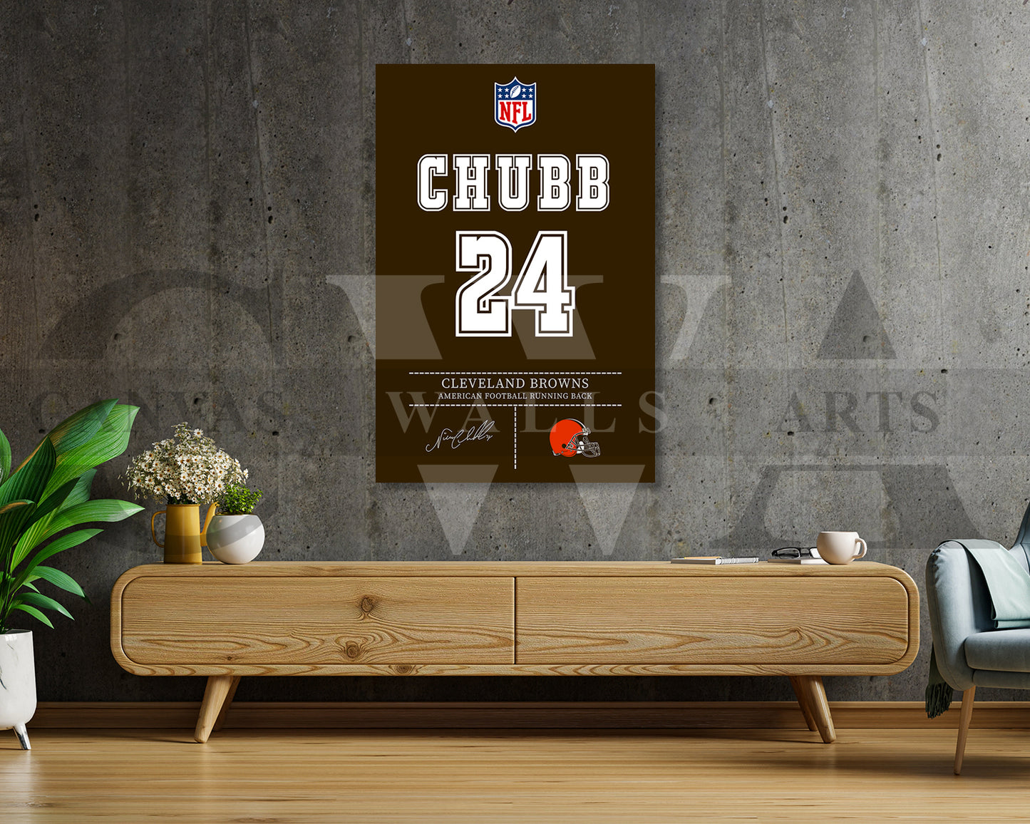 Nick Chubb Jersey Canvas Wall Art NFL Jersey Poster Print American Football Canvas Print