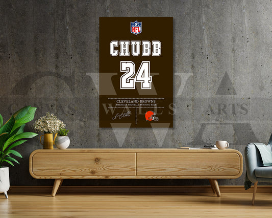 Nick Chubb Jersey Canvas Wall Art NFL Jersey Poster Print American Football Canvas Print