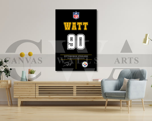 T. J. Watt Jersey Canvas Wall Art NFL Jersey Poster Print American Football Sports Canvas Wall Art