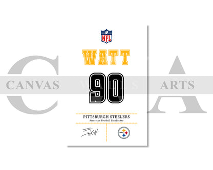 T. J. Watt Jersey Canvas Wall Art NFL Jersey Poster Print Canvas Frame Ready To Hang