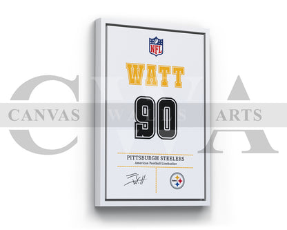 T. J. Watt Jersey Canvas Wall Art NFL Jersey Poster Print Canvas Frame Ready To Hang