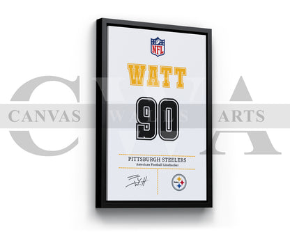 T. J. Watt Jersey Canvas Wall Art NFL Jersey Poster Print Canvas Frame Ready To Hang