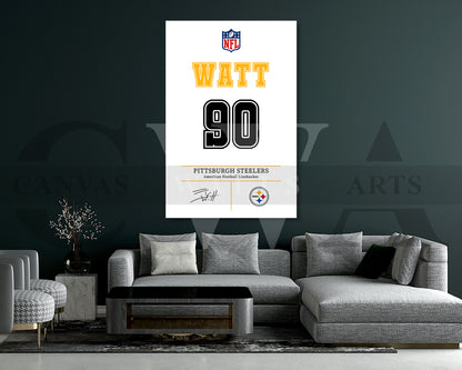 T. J. Watt Jersey Canvas Wall Art NFL Jersey Poster Print Canvas Frame Ready To Hang
