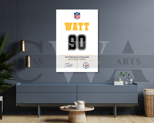 T. J. Watt Jersey Canvas Wall Art NFL Jersey Poster Print Canvas Frame Ready To Hang